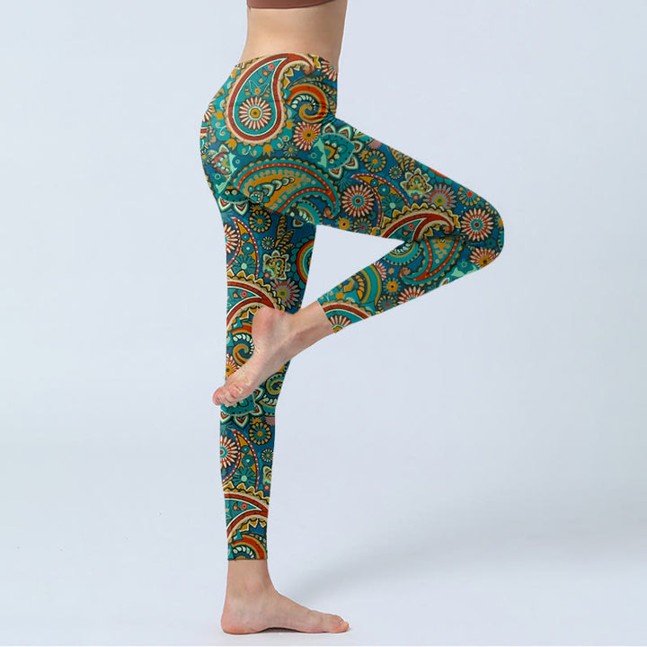 Buddha Stones Retro Paisley Print Gym Leggings Dames Yoga Broek - image 3