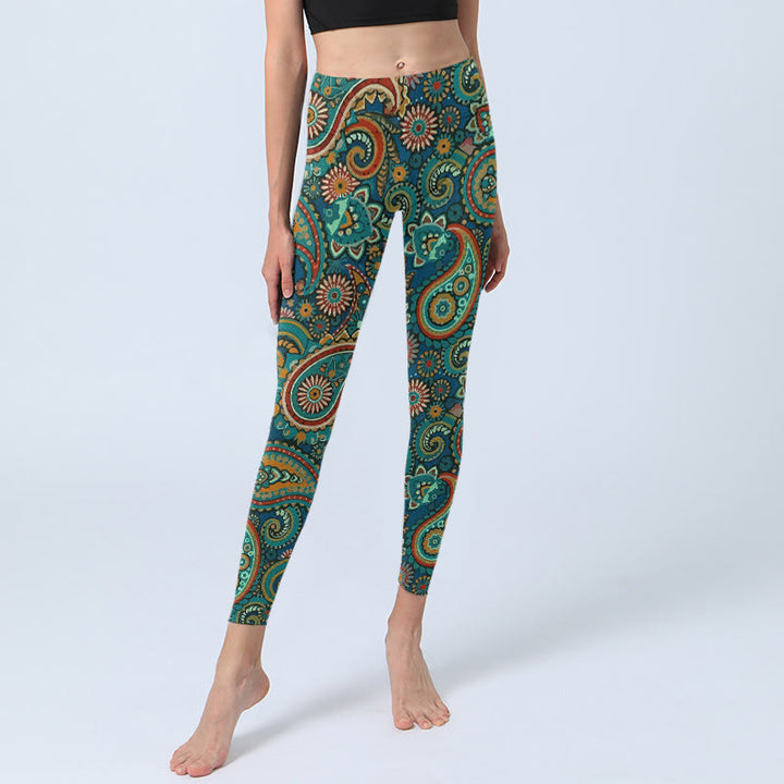 Buddha Stones Retro Paisley Print Gym Leggings Dames Yoga Broek - image 5