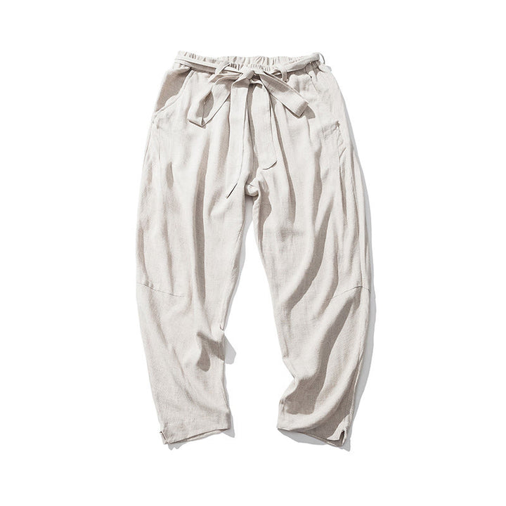 Buddha Stones Enkellange polyester herenbroek met trekkoord, elastische Taille en Zakken. - image 2