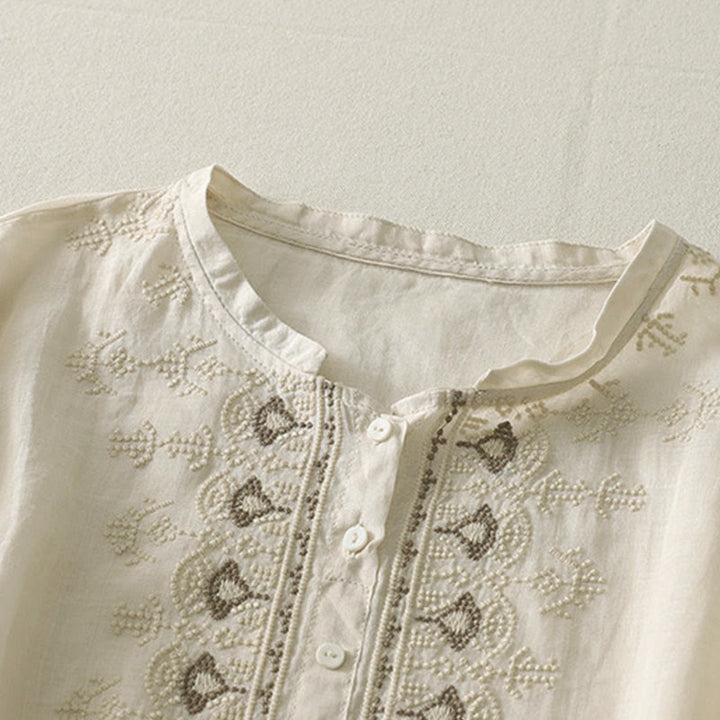 Buddha Stones Zomerse damesblouse met bloemenprint , Ronde hals Korte mouw , gemaakt van polyester. - image 16