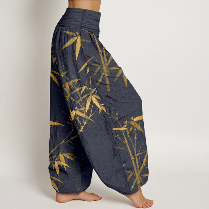 Buddha Stones Harembroek voor dames met elastische Taille , klassiek bamboepatroon, 100% Cotton - image 7