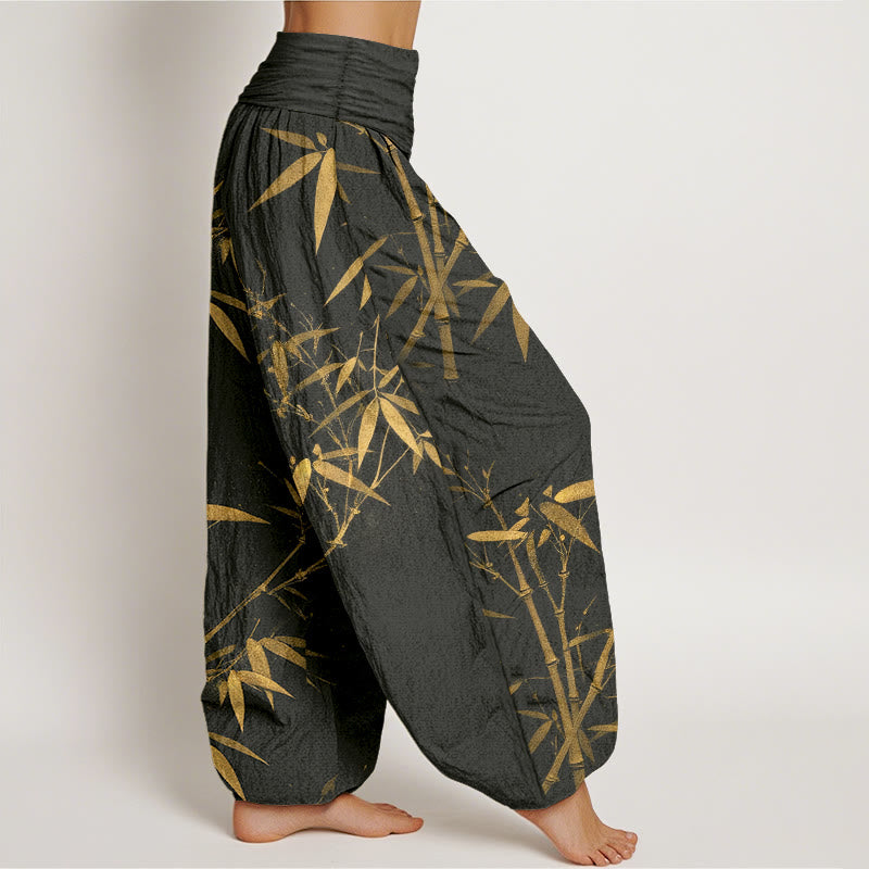 Buddha Stones Harembroek voor dames met elastische Taille , klassiek bamboepatroon, 100% Cotton - image 10