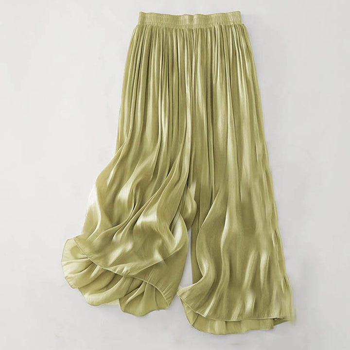 Buddha Stones Effen zomerbroek van polyester voor dames - Geelgroen - US8-10，UK/AU12-14，EU40-42 (2XL) - image 0