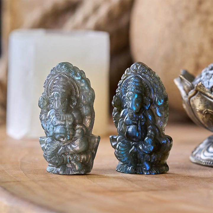 Buddha Stones Ganesh Ganpati Olifant Beeldje Labradoriet Genezingsbeeld Huisdecoratie - Ganesh 4,7*2,7*1,3 cm (één decoratie) - image 0