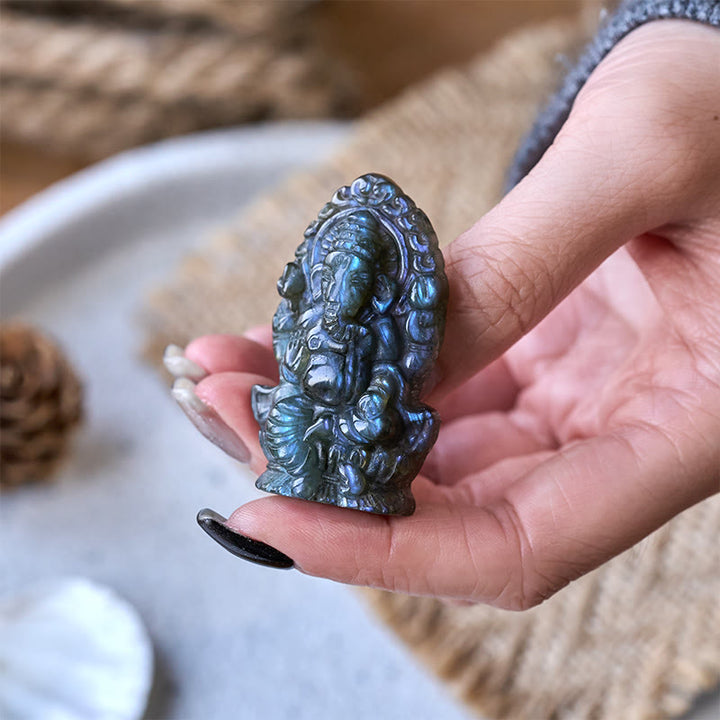 Buddha Stones Ganesh Ganpati Olifant Beeldje Labradoriet Genezingsbeeld Huisdecoratie - image 3