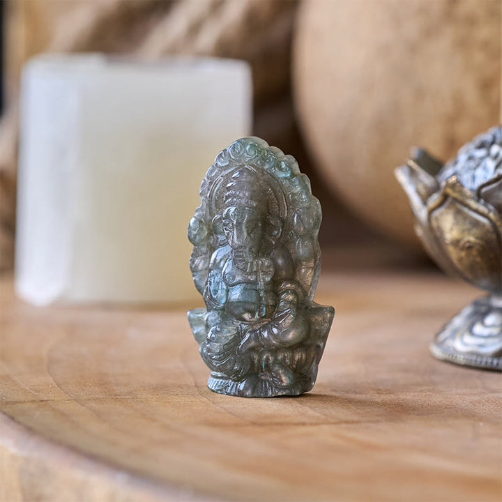 Buddha Stones Ganesh Ganpati Olifant Beeldje Labradoriet Genezingsbeeld Huisdecoratie - image 1