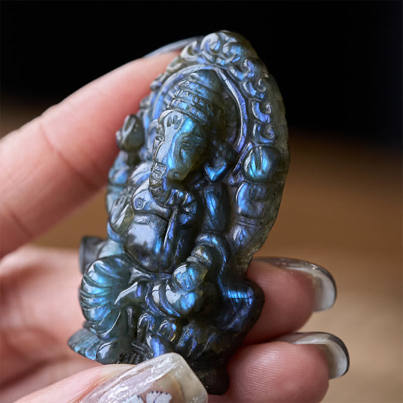 Buddha Stones Ganesh Ganpati Olifant Beeldje Labradoriet Genezingsbeeld Huisdecoratie - image 5