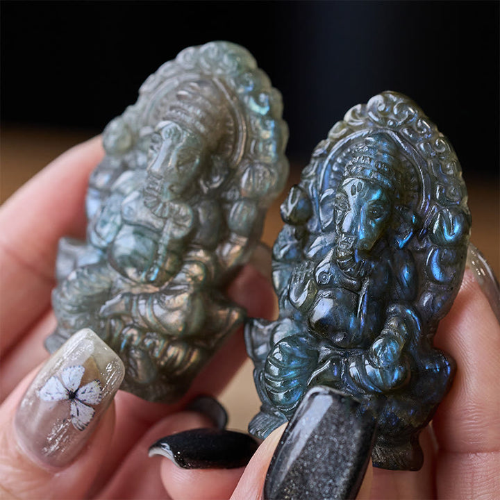 Buddha Stones Ganesh Ganpati Olifant Beeldje Labradoriet Genezingsbeeld Huisdecoratie - image 6