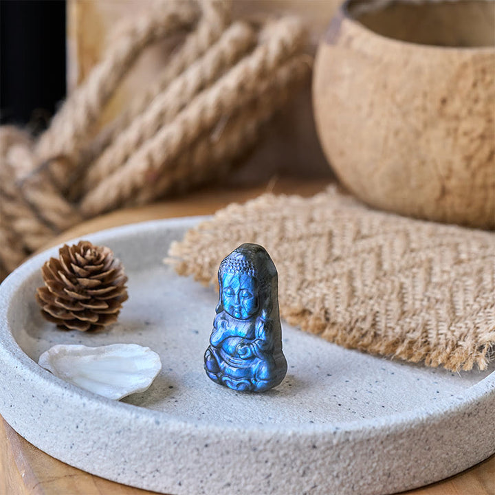 Buddha Stones Boeddha-symbool, natuurlijke labradoriet beeldje, genezingsbeeldje, huisdecoratie - image 5
