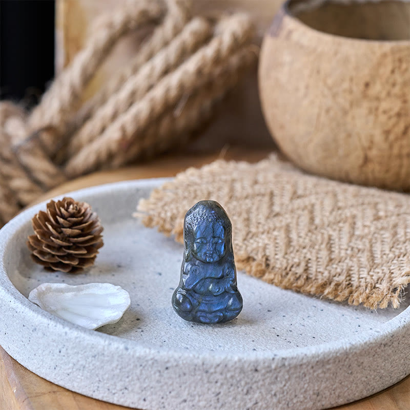 Buddha Stones Boeddha-symbool, natuurlijke labradoriet beeldje, genezingsbeeldje, huisdecoratie - image 6