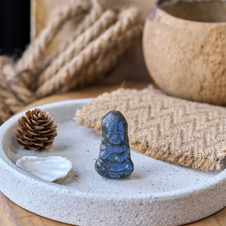 Buddha Stones Boeddha-symbool, natuurlijke labradoriet beeldje, genezingsbeeldje, huisdecoratie - image 6