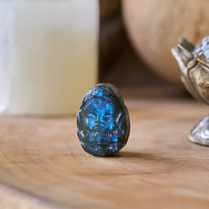 Buddha Stones Ganesh Olifant Beeldje Natuurlijke Labradoriet Helende Bescherming Beeldje Woondecoratie - Ganesh 2,7*2*0,6 cm - image 0