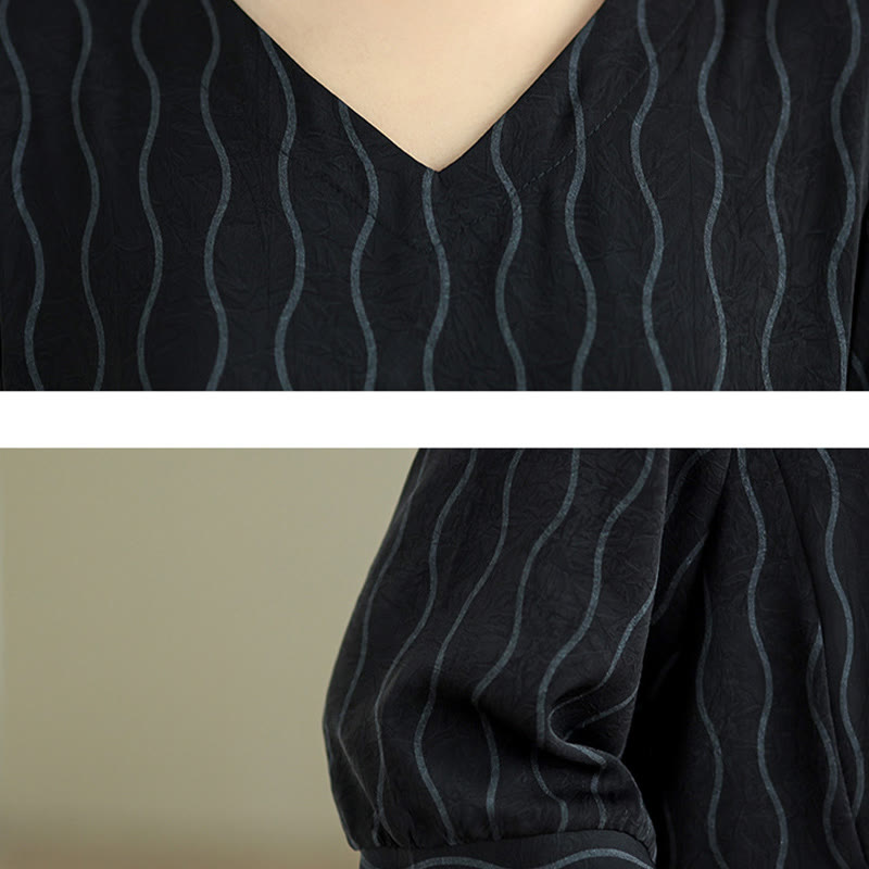 Buddha Stones Set van 2 stuks gestreept shirt met Korte mouw van polyester en harembroek ( Lengte 7) met zakken - image 17