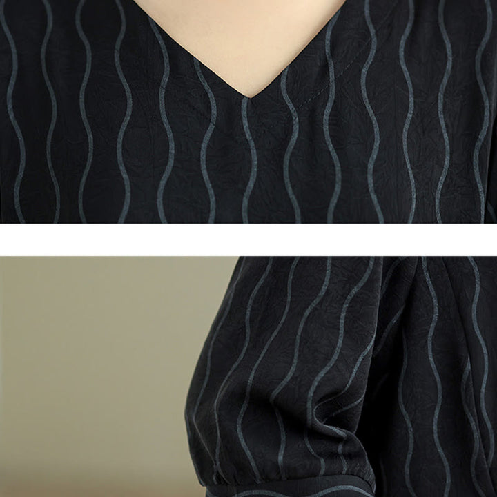 Buddha Stones Set van 2 stuks gestreept shirt met Korte mouw van polyester en harembroek ( Lengte 7) met zakken - image 17