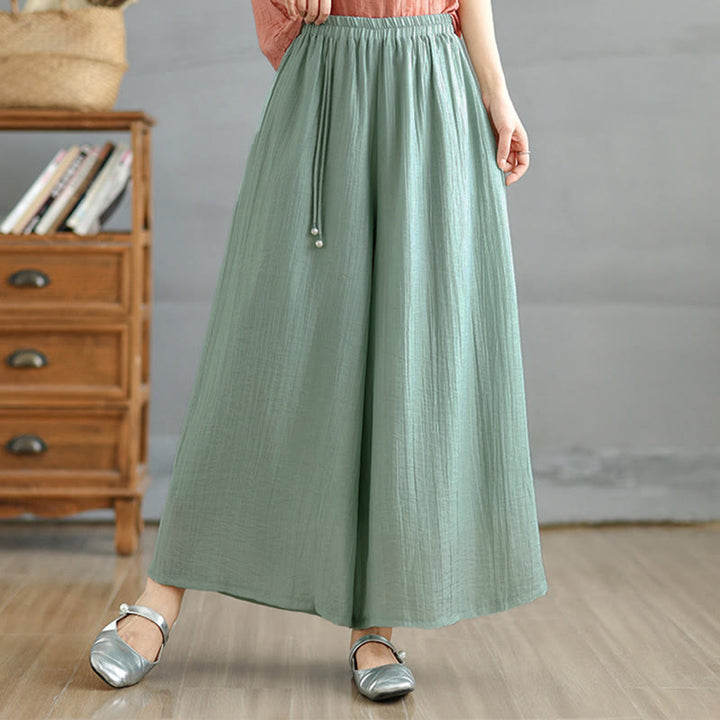 Buddha Stones Capri Cropped broek met wijde pijpen en elastische Taille in effen kleur voor dames. - Lichtzeegroen - US12, UK/AU16, EU44 (3XL) - image 36