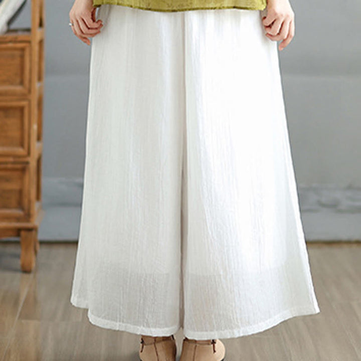 Buddha Stones Capri Cropped broek met wijde pijpen en elastische Taille in effen kleur voor dames. - image 22