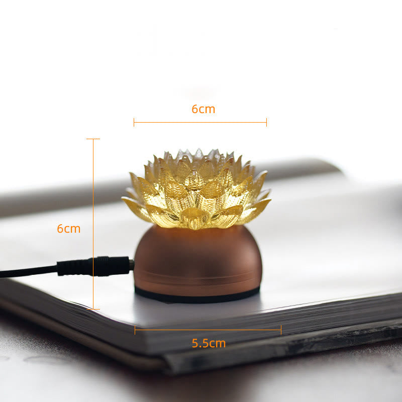 Buddha Stones Lotus Liuli Glas Koper Messing Nieuw Begin Huisdecoratie - Gouden Lotus Aluminiumlegering Voetstuk (6*6*5,5 cm) - Plug-in - image 1