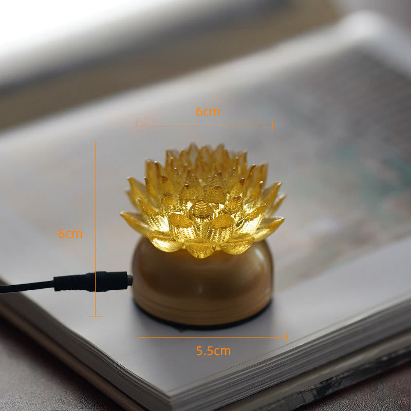 Buddha Stones Lotus Liuli Glas Koper Messing Nieuw Begin Huisdecoratie - Gouden Lotus Koperen Messing Voetstuk (6*6*5,5 cm) - Plug-in - image 9