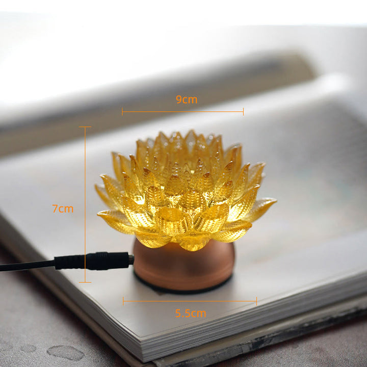 Buddha Stones Lotus Liuli Glas Koper Messing Nieuw Begin Huisdecoratie - Gouden Lotus Aluminiumlegering Voetstuk (9*7*5,5 cm) - Plug-in - image 15