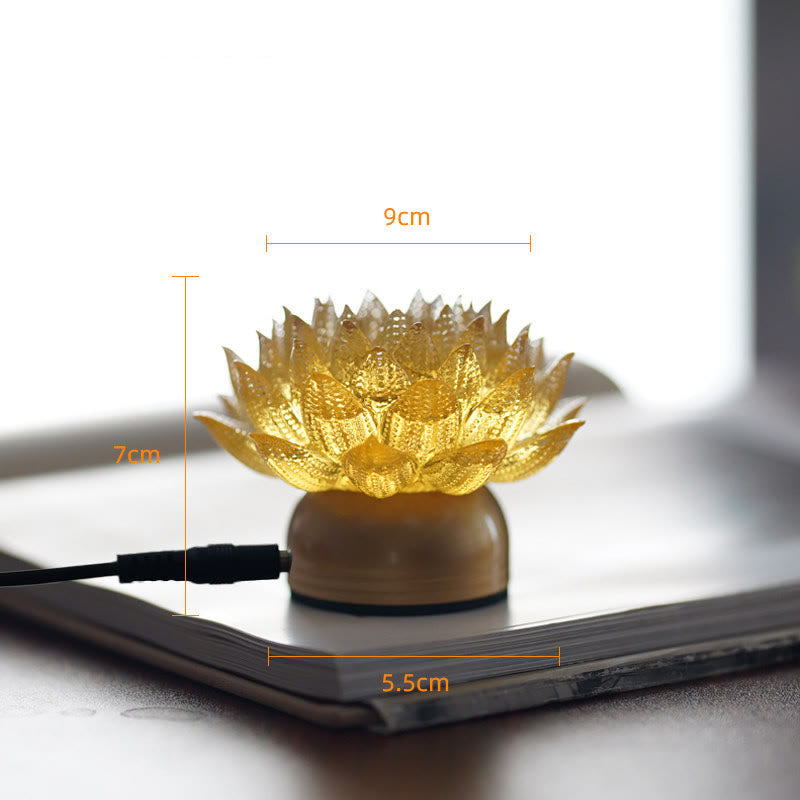 Buddha Stones Lotus Liuli Glas Koper Messing Nieuw Begin Huisdecoratie - Gouden Lotus Koperen Messing Voet (9*7*5,5 cm) - Plug-in - image 21