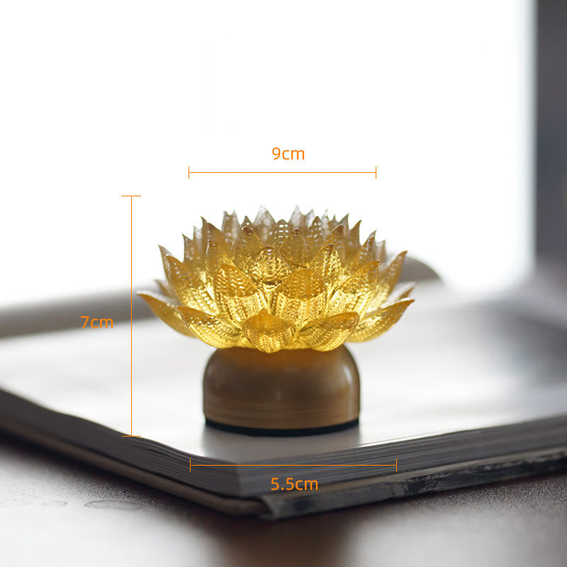 Buddha Stones Lotus Liuli Glas Koper Messing Nieuw Begin Huisdecoratie - Gouden Lotus Koperen Messing Voet (9*7*5,5 cm) - Oplaadbaar - image 22