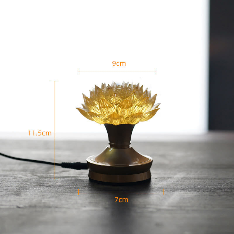 Buddha Stones Lotus Liuli Glas Koper Messing Nieuw Begin Huisdecoratie - Gouden Lotus Koperen Messing Voet (9*11,5*7 cm) - Plug-in - image 30