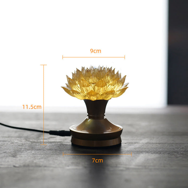 Buddha Stones Lotus Liuli Glas Koper Messing Nieuw Begin Huisdecoratie - Gouden Lotus Koperen Messing Voet (9*11,5*7 cm) - Plug-in - image 30