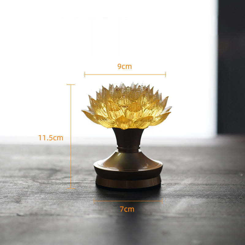 Buddha Stones Lotus Liuli Glas Koper Messing Nieuw Begin Huisdecoratie - Gouden Lotus Koperen Messing Voet (9*11,5*7 cm) - Oplaadbaar - image 31