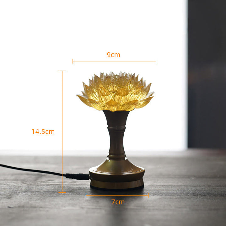 Buddha Stones Lotus Liuli Glas Koper Messing Nieuw Begin Huisdecoratie - Gouden Lotus Koperen Messing Voet (9*14,5*7 cm) - Plug-in - image 38