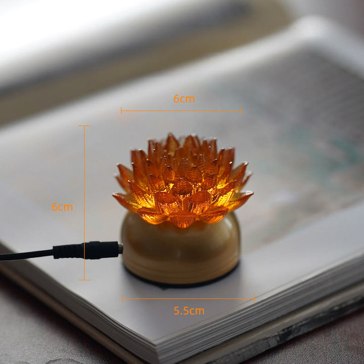 Buddha Stones Lotus Liuli Glas Koper Messing Nieuw Begin Huisdecoratie - Oranje Lotus Koperen Messing Voet (6*6*5,5 cm) - Plug-in - image 13