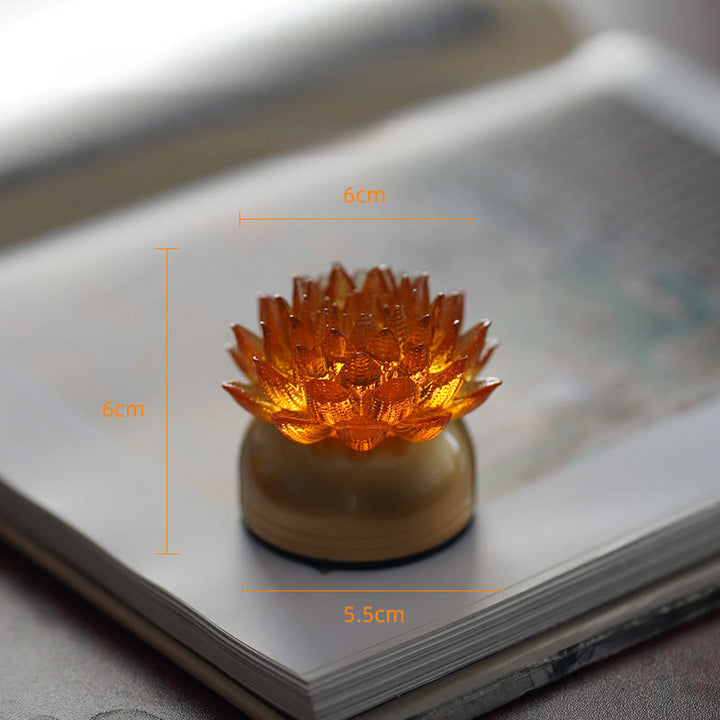 Buddha Stones Lotus Liuli Glas Koper Messing Nieuw Begin Huisdecoratie - Oranje Lotus Koperen Messing Voet (6*6*5,5 cm) - Oplaadbaar - image 14