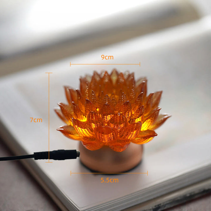 Buddha Stones Lotus Liuli Glas Koper Messing Nieuw Begin Huisdecoratie - Oranje Lotus Aluminiumlegering Voetstuk (9*7*5,5 cm) - Plug-in - image 17