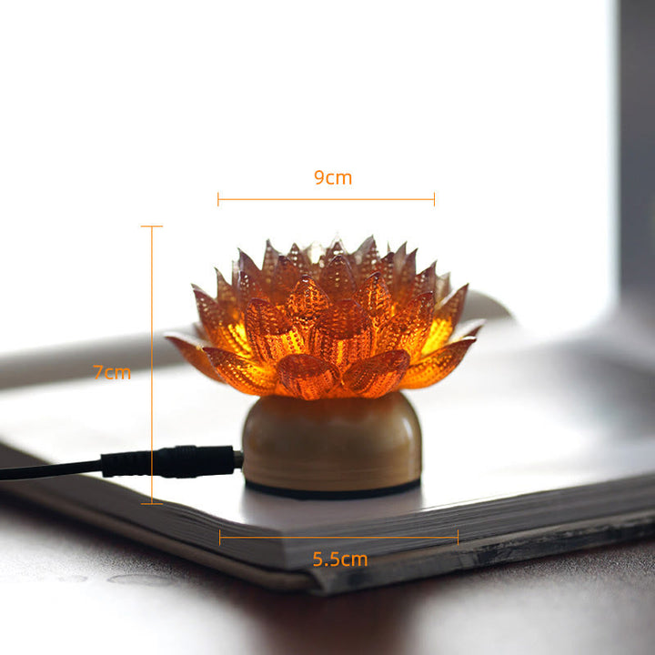 Buddha Stones Lotus Liuli Glas Koper Messing Nieuw Begin Huisdecoratie - Oranje Lotus Koperen Messing Voet (9*7*5,5 cm) - Plug-in - image 24