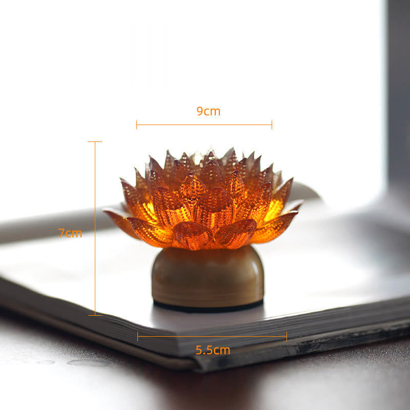 Buddha Stones Lotus Liuli Glas Koper Messing Nieuw Begin Huisdecoratie - Oranje Lotus Koperen Messing Voet (9*7*5,5 cm) - Oplaadbaar - image 25