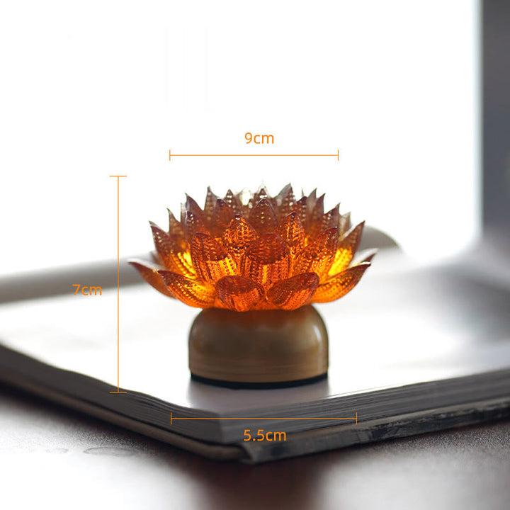 Buddha Stones Lotus Liuli Glas Koper Messing Nieuw Begin Huisdecoratie - Oranje Lotus Koperen Messing Voet (9*7*5,5 cm) - Oplaadbaar - image 25