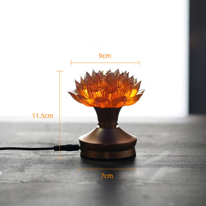 Buddha Stones Lotus Liuli Glas Koper Messing Nieuw Begin Huisdecoratie - Oranje Lotus Aluminiumlegering Voetstuk (9*11,5*7 cm) - Plug-in - image 28
