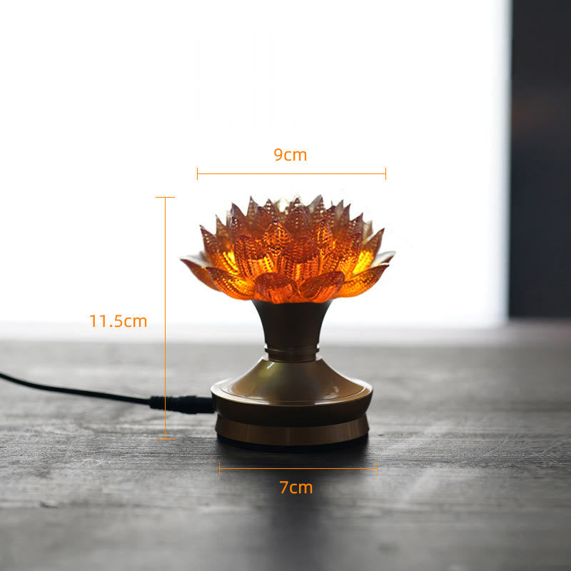 Buddha Stones Lotus Liuli Glas Koper Messing Nieuw Begin Huisdecoratie - Oranje Lotus Koperen Messing Voet (9*11,5*7 cm) - Plug-in - image 32