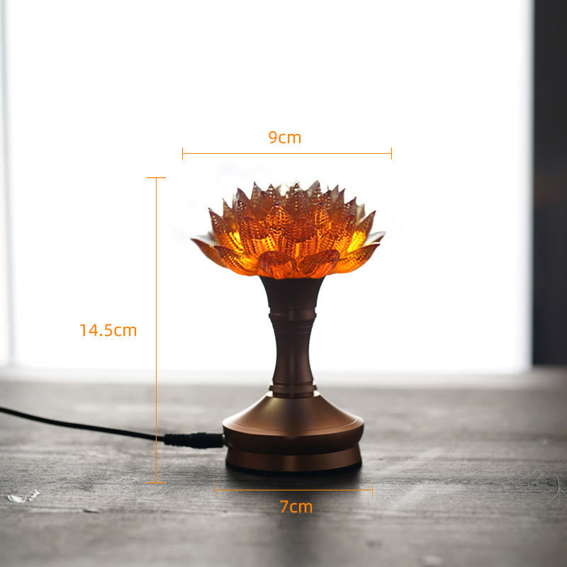Buddha Stones Lotus Liuli Glas Koper Messing Nieuw Begin Huisdecoratie - Oranje Lotus Aluminiumlegering Voetstuk (9*14,5*7 cm) - Plug-in - image 36
