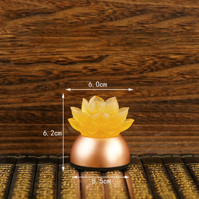 Buddha Stones Lotus Liuli Glas Koper Nieuw Begin Huisdecoratie - SandyBrown Oplaadbaar (6*6*5,5 cm) - image 10