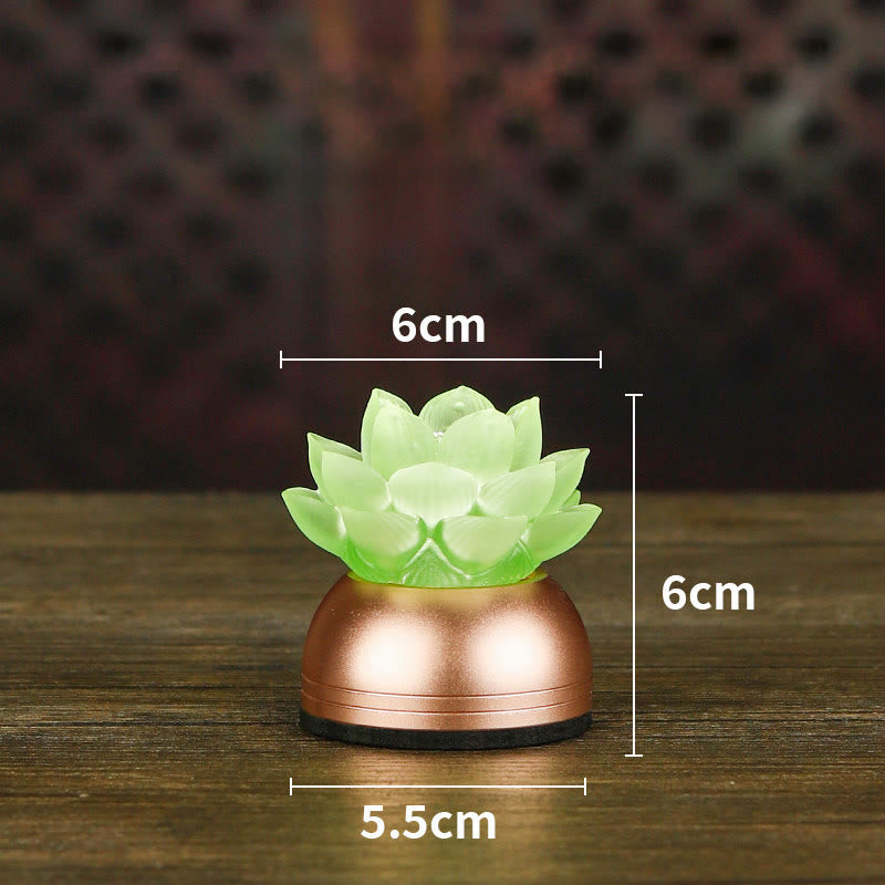 Buddha Stones Lotus Liuli Glas Koper Nieuw Begin Huisdecoratie - Groene oplaadbare batterij (6*6*5,5 cm) - image 15
