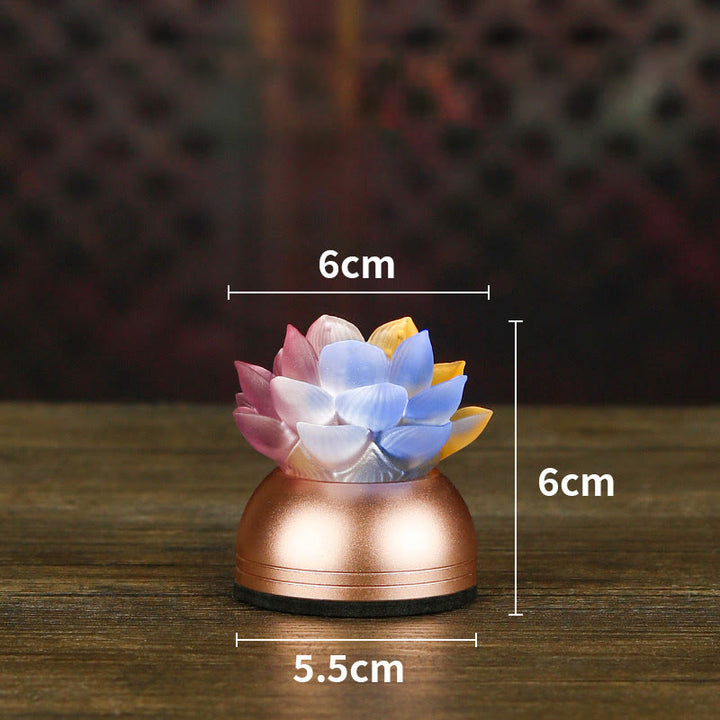 Buddha Stones Lotus Liuli Glas Koper Nieuw Begin Huisdecoratie - Kleurrijk oplaadbaar (6*6*5,5 cm) - image 16