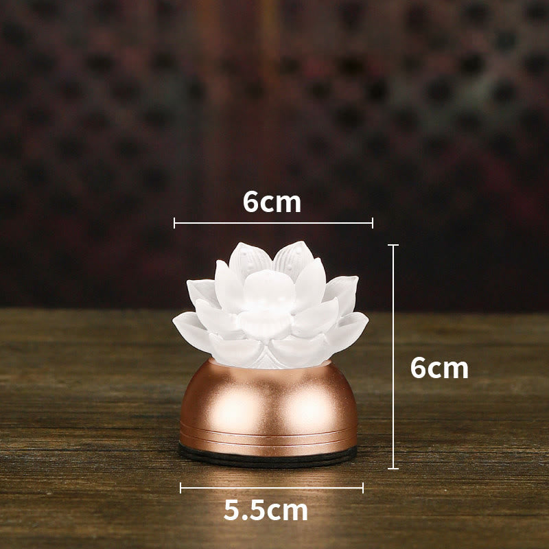 Buddha Stones Lotus Liuli Glas Koper Nieuw Begin Huisdecoratie - Witte oplaadbare batterij (6*6*5,5 cm) - image 17