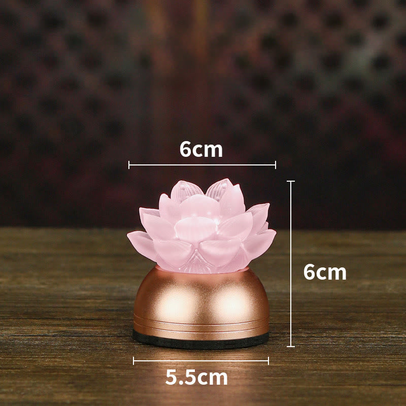 Buddha Stones Lotus Liuli Glas Koper Nieuw Begin Huisdecoratie - Roze oplaadbare batterij (6*6*5,5 cm) - image 18
