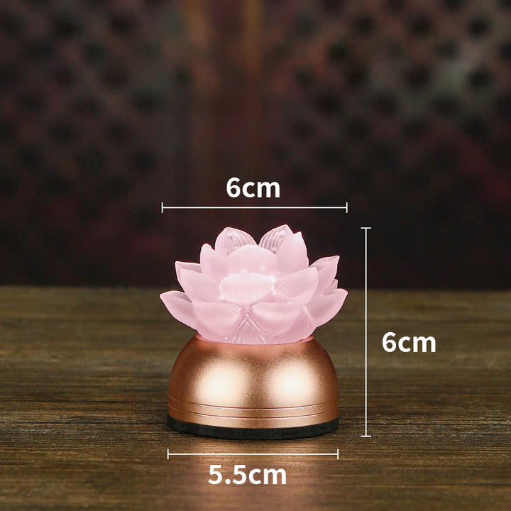 Buddha Stones Lotus Liuli Glas Koper Nieuw Begin Huisdecoratie - Roze oplaadbare batterij (6*6*5,5 cm) - image 18
