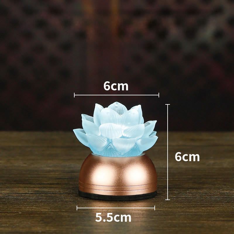 Buddha Stones Lotus Liuli Glas Koper Nieuw Begin Huisdecoratie - Lichtblauwe oplaadbare batterij (6*6*5,5 cm) - image 19