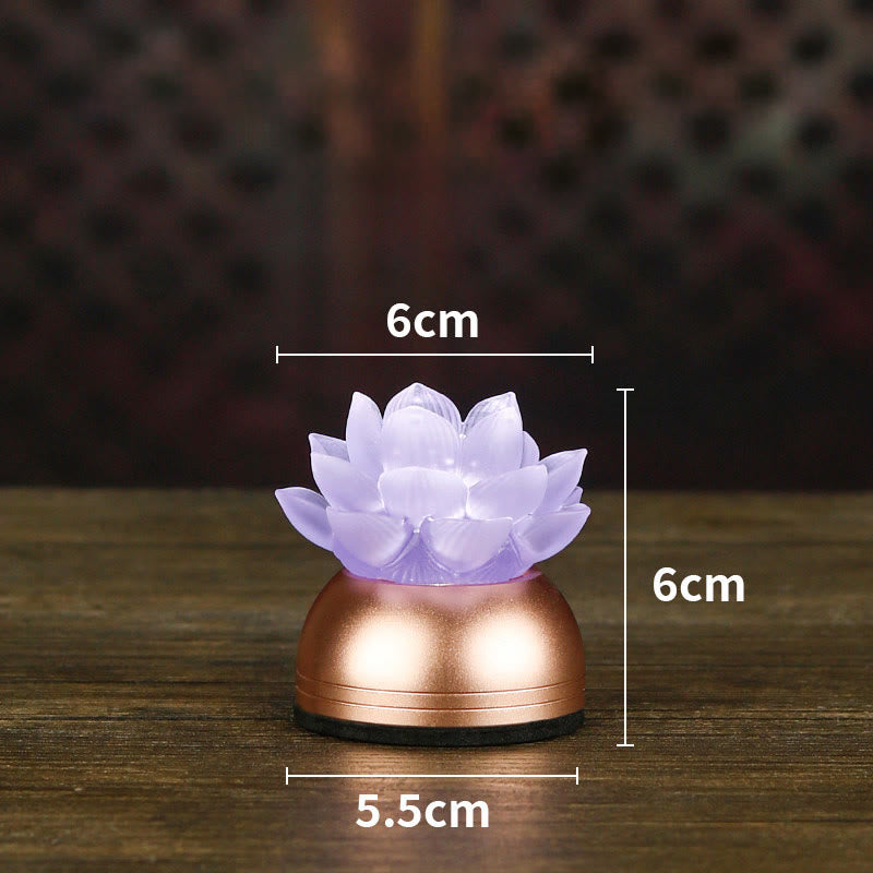 Buddha Stones Lotus Liuli Glas Koper Nieuw Begin Huisdecoratie - Lichtpaarse oplaadbare batterij (6*6*5,5 cm) - image 20