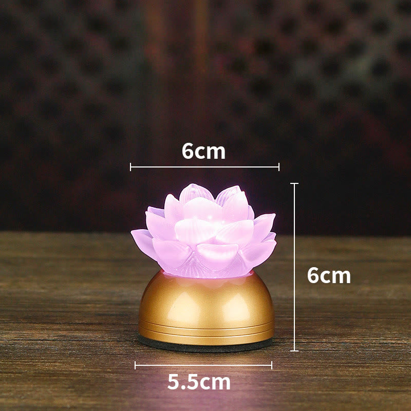 Buddha Stones Lotus Liuli Glas Koper Nieuw Begin Huisdecoratie - Oplaadbare batterij in koperroze (6*6*5,5 cm) - image 22