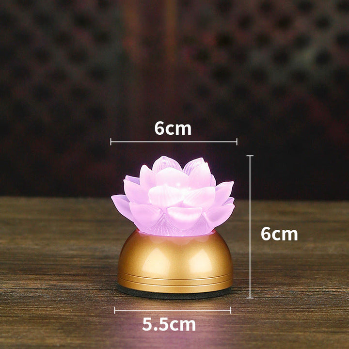 Buddha Stones Lotus Liuli Glas Koper Nieuw Begin Huisdecoratie - Oplaadbare batterij in koperroze (6*6*5,5 cm) - image 22
