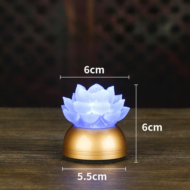 Buddha Stones Lotus Liuli Glas Koper Nieuw Begin Huisdecoratie - Oplaadbare koperen korenbloemblauwe batterij (6*6*5,5 cm) - image 23