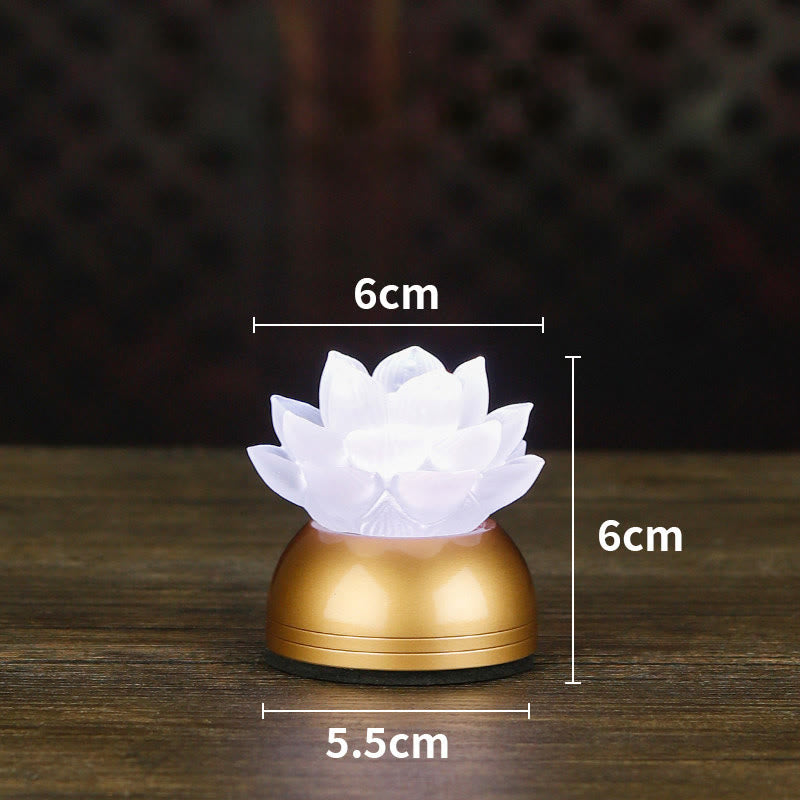 Buddha Stones Lotus Liuli Glas Koper Nieuw Begin Huisdecoratie - Oplaadbare koperwitte batterij (6*6*5,5 cm) - image 24